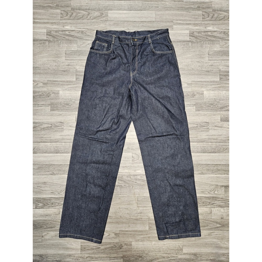 Vintage 90s Y2k Sean John  Embroidered Hip Hop Denim Blue Baggy Jeans Size 38X40